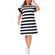 thumbnail image 5 of Vestido Túnica Plus Size Agnes Orinda para Mujeres 2026 Verano Manga Corta Rayas Casual Vestido Camiseta 3X Azul, 5 of 7