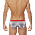 thumbnail image 5 of Mens Swim Briefs Low Rise Nylon Spandex Colorblock Black White Stripe Retro Athletic Swimsuit Quick Dry Beach Pool,Size XL, 5 of 9