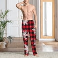 thumbnail image 2 of Rocae Snowflakes On A Buffalo Plaid Mens Pajama Pants Pj Pants Mens Lounge Pants-Large, 2 of 6