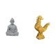 thumbnail image 1 of Estatua de mono en miniatura, escultura de pollo meditador budista, resina, arenisca, textura realista, adecuada para regalar, decoración del hogar., 1 of 8