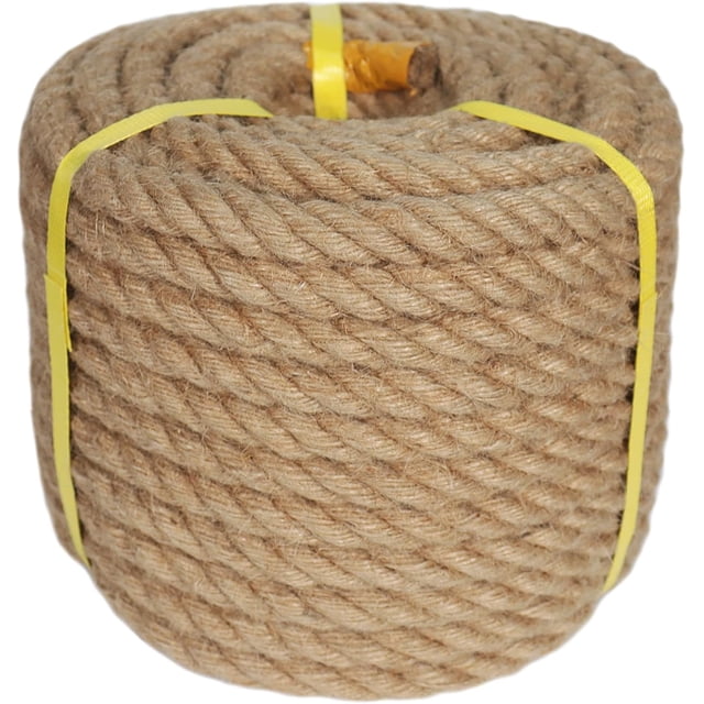 Rope (3/4 in x 100 ft) Natural Jute Rope Thick Hemp Ropes for Docks, Railings, Hanging Swing, Decorative