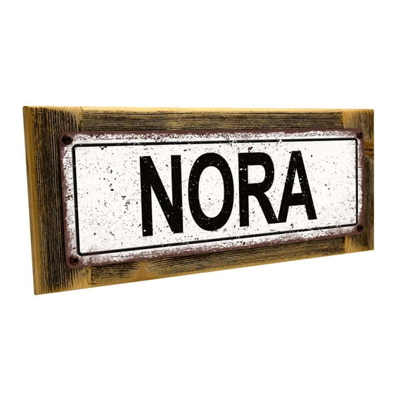Framed Nora 4"x12" Metal Sign, Wall Décor for Kids Room and Nursery