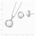 thumbnail image 2 of 925 Sterling Silver Rhodium 10-12mm White Freshwater Cultured Pearl Cubic Zirconia ( CZ ) Necklace & Earring Set, 2 of 2