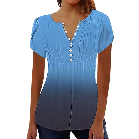 yunLCZ Women Shirts Short Sleeve Womens Tops 2025 Spring Neck Casual Print Tunic T Shirts Womens Tops