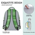 thumbnail image 5 of Green and Black Checkered Pattern Backpack for School, Cute School Bag with Adjustable Shoulder Straps and Padded Back, 15.3"x11"x6.7", 5 of 5