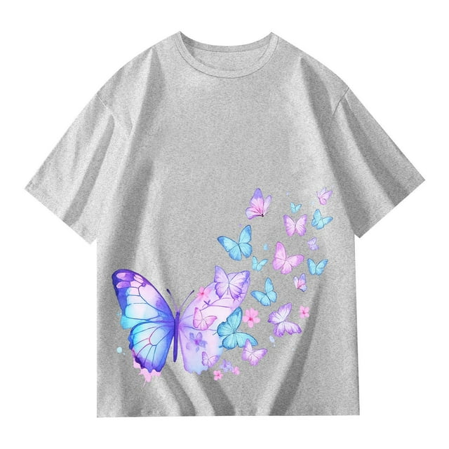 FYDUU Hauts Doux pour Filles T-Shirts Décontractés à Manches Courtes Col Rond T-Shirt à Imprimé Graphique Haut Tenue de Tous les Jours École T-Shirts Confortables Blouses Décontractées Quotidiennes