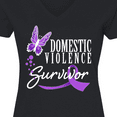 thumbnail image 4 of Inktastic Domestic Violence Survivor with Butterfly Women's V-Neck T-Shirt, 4 of 5
