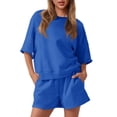thumbnail image 2 of 2 PCS Womens Outfits Casual Oversized Cropped Sweatshirt & High Waist Running Shorts Tracksuit Sets, 2 of 7