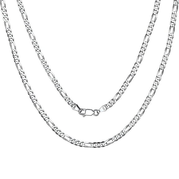 ChainsProMax Solid 925 Sterling Silver Figaro Chain Men Women Necklace, 3mm/5mm, 14"-28", Jewelry Gifts for Men/Women