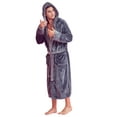 Soft Touch Linen Men’s Bath Robe Hooded Shower Robe Polyester FullLength Warm Kimono
