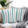thumbnail image 2 of Teal Grey Stripe Throw Pillow Covers 16x16 Inch Set of 2, Modern Farmhouse Vertical Striped Waterproof Outdoor Pillow Covers, Decorative Cushion Pillowcases for Couch, Sofa, Bed, Garden, Patio, 2 of 9