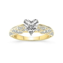 Heart Shape 1 Carat IGI Certified Lab Grown Diamond Ring | 14K Yellow Gold | Vintage Willow Lab Diamond Engagement Ring | FG-VS1-VS2 Quality Friendly Diamonds