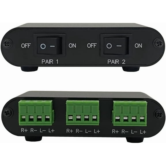 2-Way Audio Stereo Speaker selector Switcher Box, Combiner Multi Zone A B Speaker Switch Distribution Controller Box - P21
