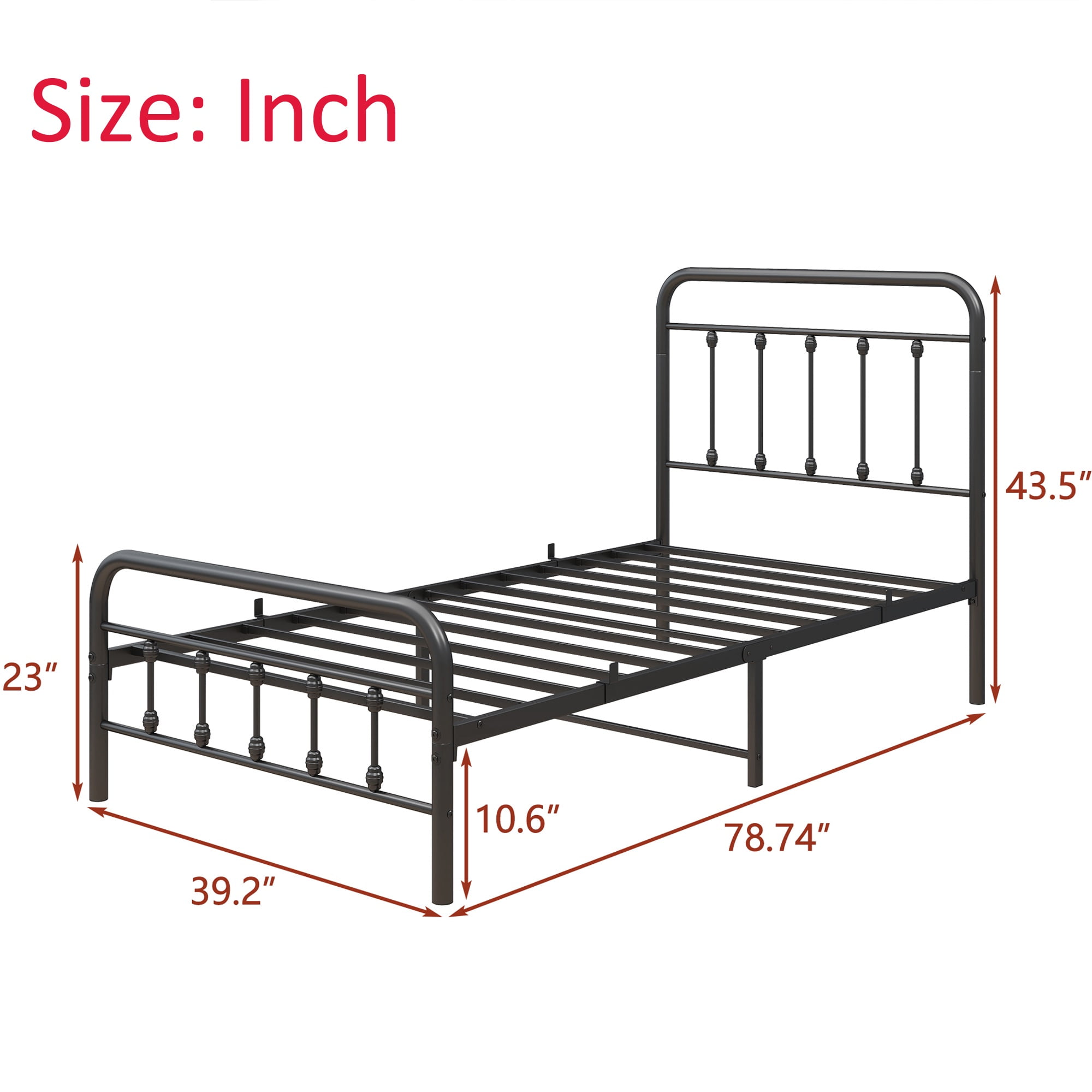 Gewnee Heavy Duty Twin Size Metal Platform Bed Frame with Headboard and Footboard,Black