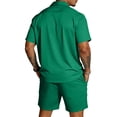 thumbnail image 5 of Mens 2 Piece Matching Set Gym Summer Sets Plus Size Beach Shirt and Shorts Fashion Drawstring Short Sleeve Outfits, 2XL, 5 of 7