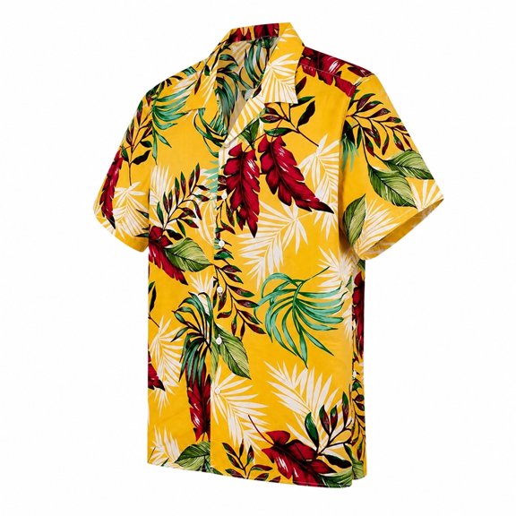 CONZONE Mens Hawaii Shirts Short Sleeve Buttons Down Shirts for Men Crew Neck Tropical Graphic Summer Beach Tee Tops