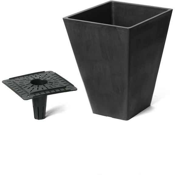 Algreen Valencia Square Flower Pot/Planter, Black 10"
