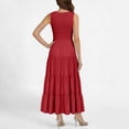 thumbnail image 4 of GUACER Maxi Dresses for Women Smocked Sleeveless Tiered Long Summer Dress Casual Flowy A-Line Beach Vacation Boho Outfits, 4 of 7