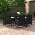 thumbnail image 1 of vidaXL 7 Piece Garden Dining Set with Cushions Poly Rattan and Glass, 1 of 4