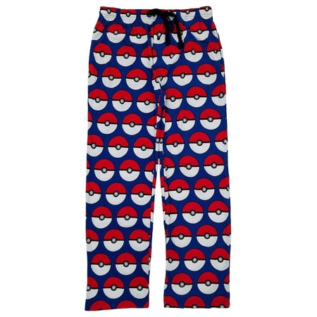 Pokemon Mens Blue Pokeball Print Knit Sleep Pants Lounge Pants Pajama Bottoms XL