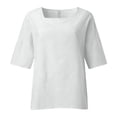 thumbnail image 4 of Tops for Women 3/4 Sleeve Solid Color Fashion Summer T Shirts 2026 Square Neck Lightweight Casual Going Out Tees, 4 of 4