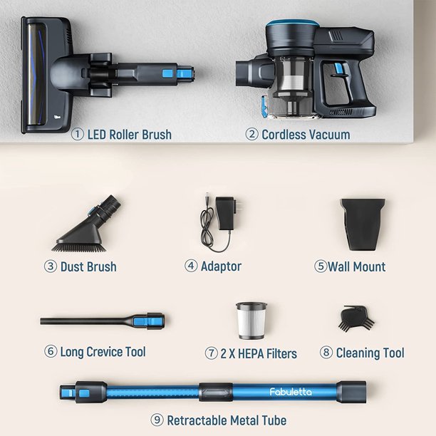 Fabuletta Cordless Vacuum 24Kpa, 6-in-1 Lightweight Stick Vacuum Cleaner ,FSV001 Blue - image 4 of 11