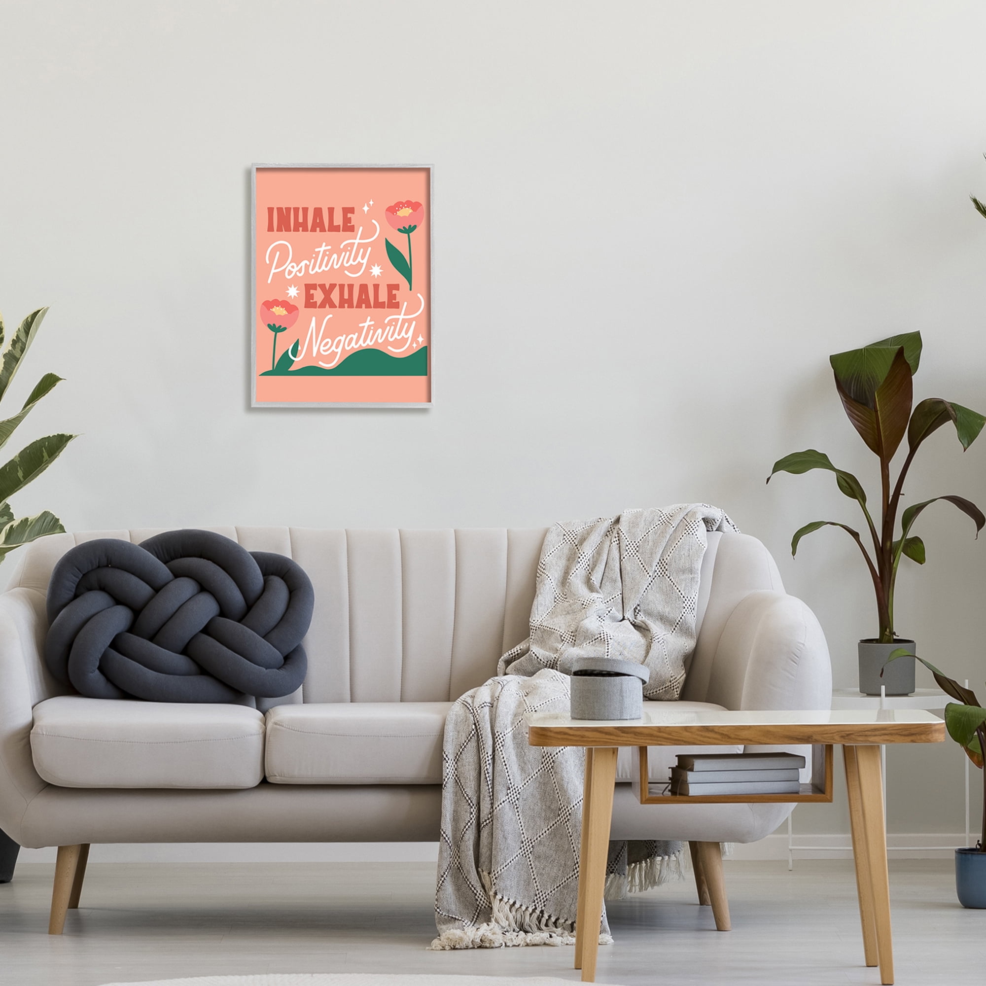 Stupell Industries Inhale Positivity Exhale Negativity Floral Motivational Sign,16 x 20, Design by Hey Bre! Creative Studio