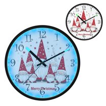 Voice Activated Clock with Glow Light 12 Inch Large Silent Wall Clock Battery Operated for Home Decor A Bunch Of Cute Santas
