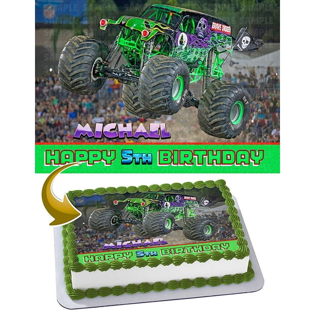 Grave Digger Monster Truck Edible Cake Image Topper