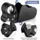 thumbnail image 3 of Lupa de joyero negra de 2 piezas, lupa de joyero iluminada, lupa de ojo de joyero de 30 x 60 x 90 x, lupa de joyería con luz ultravioleta negra y luz LED brillante para gemas de diamante C, 3 of 5