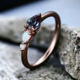 thumbnail image 5 of thejewelryart Alexandrite & Opal Engagement Ring with Pear Cut Gems Moissanite Band 3-Stone Unique Women's Bridal Ring for Her Rose Gold 3, 5 of 5