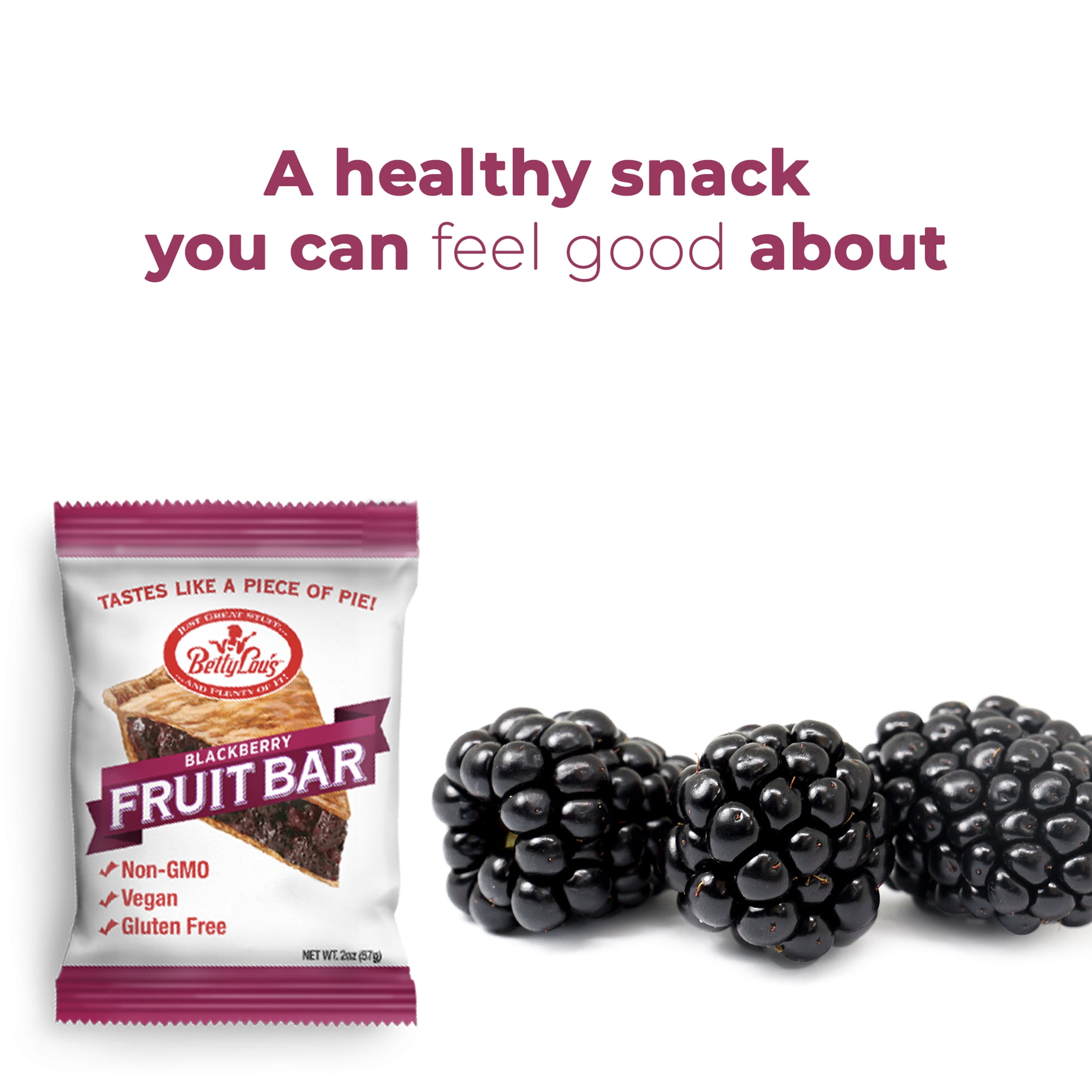 Betty Lou's Blackberry Fruit Bars, Gluten Free, Vegan 12 Ct.