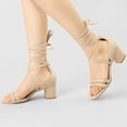 thumbnail image 2 of Sandalias De Punta Abierta Color Block Talón Con Cordones Para Mujeres Beige 41, 2 of 7