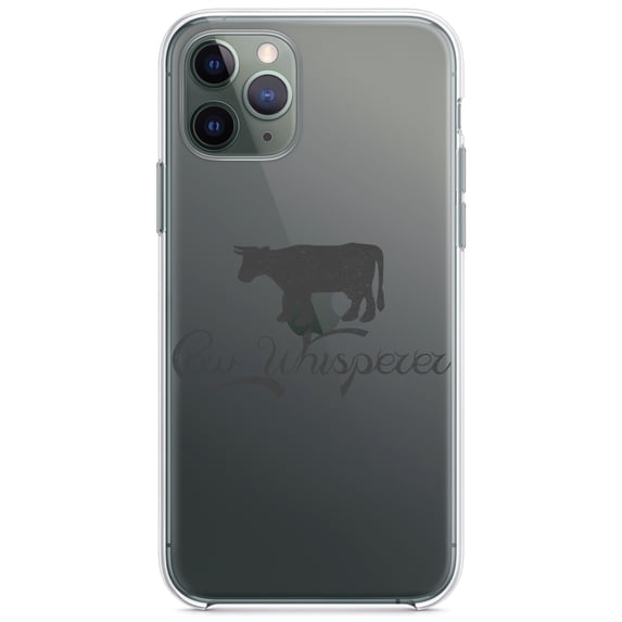 DistinctInk Clear Shockproof Hybrid Case for iPhone 13 (6.1" Screen) - TPU Bumper Acrylic Back Tempered Glass Screen Protector - Cow Whisperer