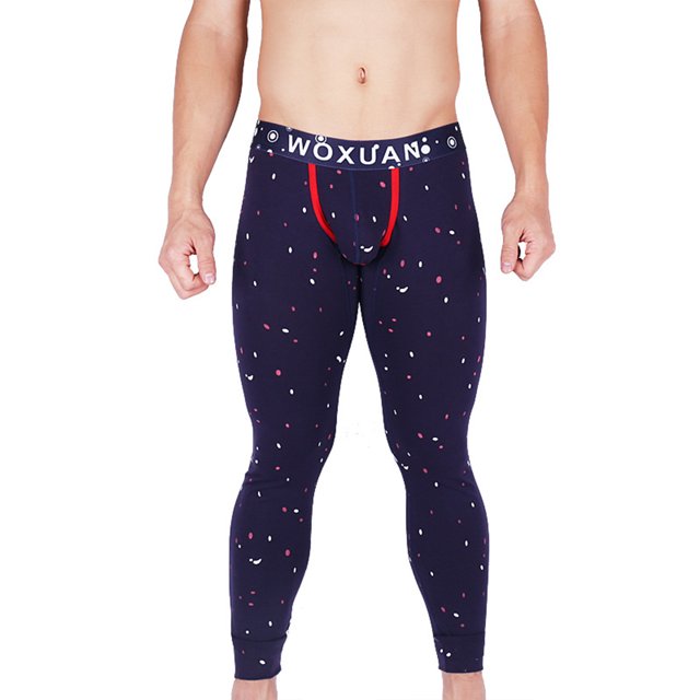 Guardurnaity Calzas de ropa interior para hombre, pantalones elásticos estampados a la moda para hombre, pantalones de capa Base de absorción de sudor, ropa Ropa interior Puntos azul oscuro METRO Guardurnaity AP013663-10
