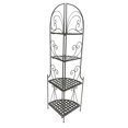 thumbnail image 3 of Benzara C482-FS180585 Foldable Metal Corner Bakers Rack with Grid Pattern Shelves, Black, 3 of 5