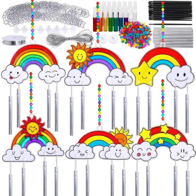 Kit de manualidades Rainbow Suncatcher Winlyn con pintura para niños, 24 juegos