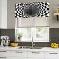 thumbnail image 4 of 2 Pack Valances for Window, 3D Optical Illusion Short Curtains for Kitchen Bedroom Living Room, Black White Checkered Plaid Visual Trap Rod Pocket Small Window Treatment Valance Drapes 42 x 12 Inch, 4 of 8