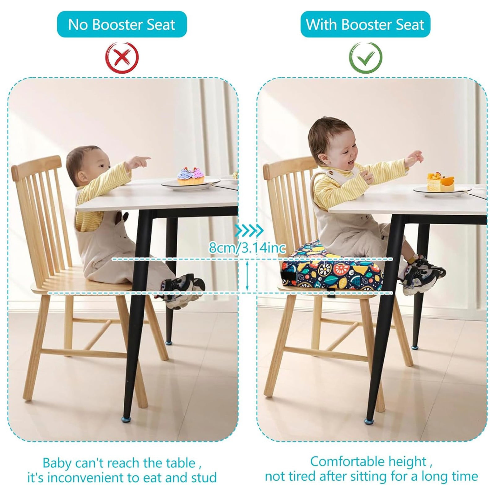Rehausseur De Chaise Bébé Portable Gris - Coussin Siège Réglable Éponge Haute Densité Antidérapant Lavable