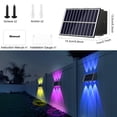 thumbnail image 4 of 2Pcs Solar Fence Lights, Outdoor Waterproof RGB Color Glow LED, Solar Wall Lights Up and Down Lighting for Pool, Rail, Porch, Backyard, Deck Railing, Garden, 4 of 7
