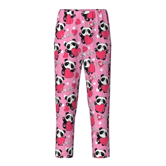 Xecao Panda Heart Valentine Print Teenagers' Pajama Pants Long Sleep Pants Soft Elastic Waist Pajama Bottoms Elastic waist with 2 Pockets 5-16 Years-XS(5-6)