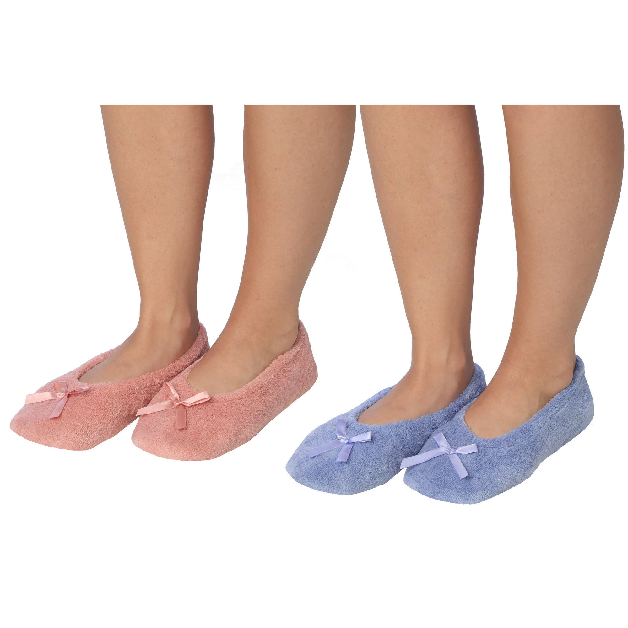 Roxoni Women s Terry Classic Cotton Ballerina Slippers Pack Of 2 Blue Pink Other 6 7