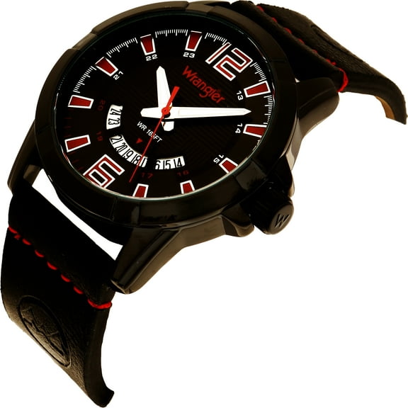 Wrangler 45mm Black Dial Black Strap Watch