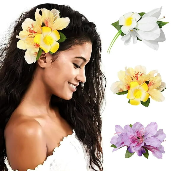 AWAYTR 3 Pcs Flower Hair Clips - Flower Hair Pins Large Hair Flowers For Women Hawaiian Hair Accessories Wedding Hair Piece