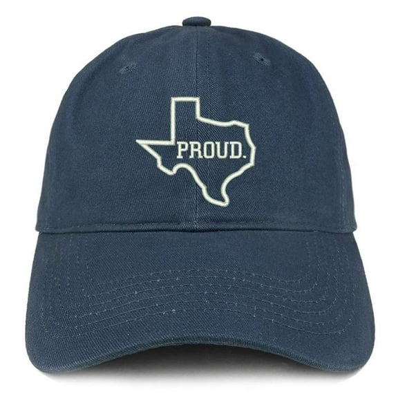 Trendy Apparel Shop Proud Texas State Outline Embroidered Soft Cotton Dad Hat- Black