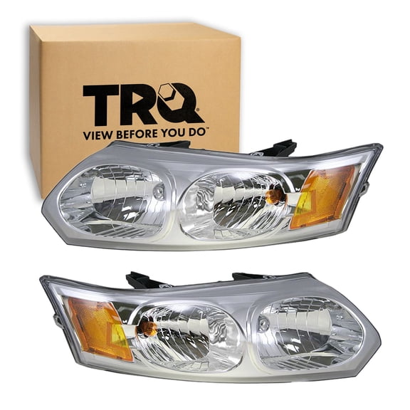 TRQ 2 Piece Headlight Assembly Set Driver & Passenger Side Fits 2003-2007 Saturn Ion Sedan GM2502231 GM2502244 GM2503231