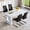 White Table+4 Black Chairs, variant on ExtraLco 7 Piece Dining Table Set for 6, White Marble Look Table with 6 Black PU Chairs
