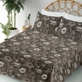 thumbnail image 3 of Ambesonne Earthy Boho Flowers Fitted & Flat Sheet with Sham 3 Pcs Set, Folk Anemones, Twin, Taupe and Dark Brown, 3 of 5