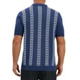 thumbnail image 3 of Men's Jacquard Polo Shirt Short Sleeve Button Down Knitted Golf Polo Shirts S Navy Blue, 3 of 6