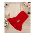thumbnail image 3 of Lieserram Toddler Girls Autumn 2PCS Clothes Long Sleeve O Neck Letter Print Pullover + Red Flared Pants 6M--4Y, 3 of 9